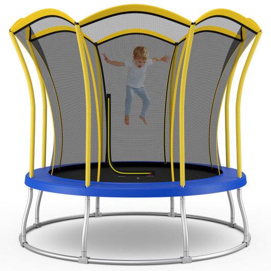 10 Feet Unique Flower Shape Trampoline with Galvanized Steel Frame-Yellow at Set Shop and Smile