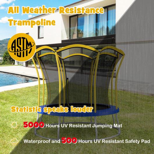 10 Feet Unique Flower Shape Trampoline with Galvanized Steel Frame-Yellow at Set Shop and Smile