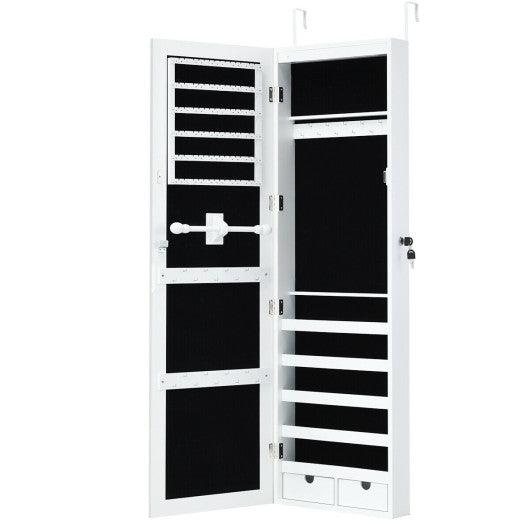 Door Mounted Lockable Mirrored Jewelry Cabinet with LED Lights at Set Shop and Smile