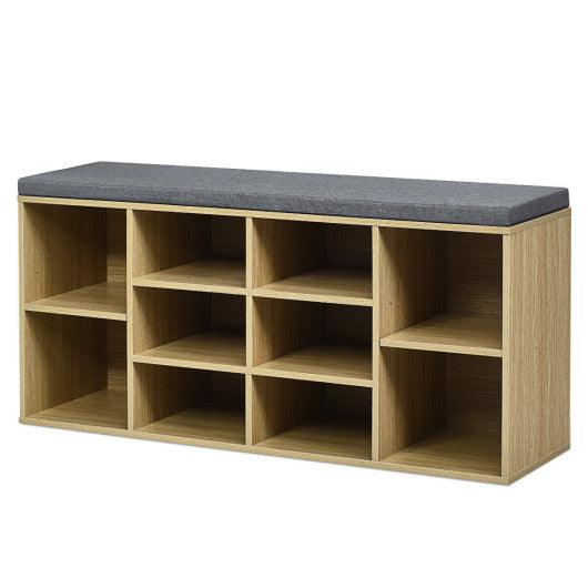 10-Cube Organizer Shoe Storage Bench with Cushion for Entryway-Beige at Set Shop and Smile