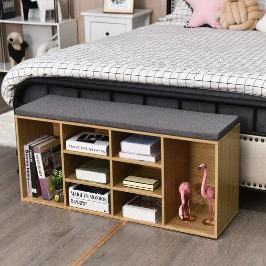 10-Cube Organizer Shoe Storage Bench with Cushion for Entryway-Beige at Set Shop and Smile