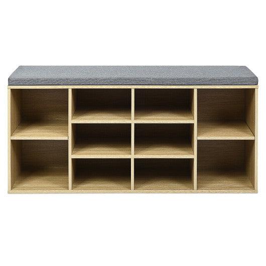 10-Cube Organizer Shoe Storage Bench with Cushion for Entryway-Beige at Set Shop and Smile