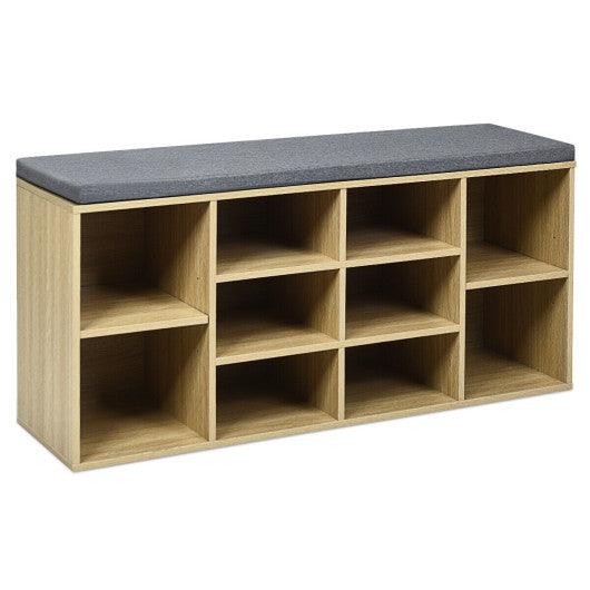 10-Cube Organizer Shoe Storage Bench with Cushion for Entryway-Beige at Set Shop and Smile