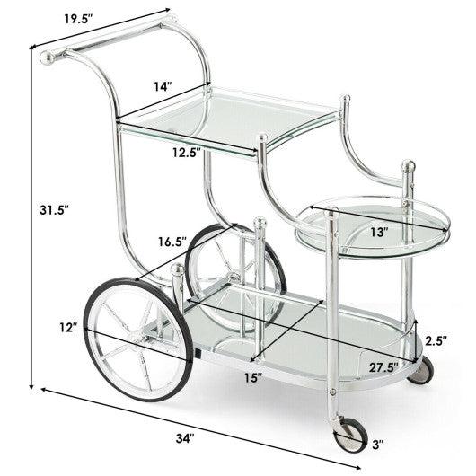 Kitchen Rolling Bar Cart with Tempered Glass Suitable for Restaurant and Hotel at Set Shop and Smile