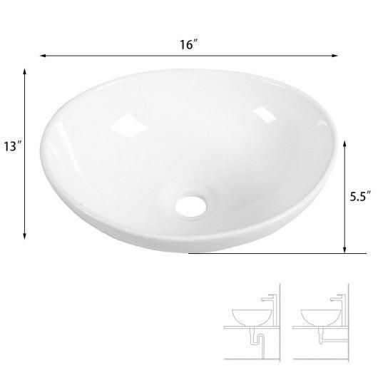 Oval Bathroom Basin Ceramic Vessel Sink at Set Shop and Smile