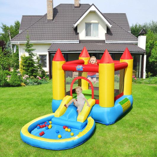 Inflatable Kids Slide Bounce House with 580w Blower at Set Shop and Smile