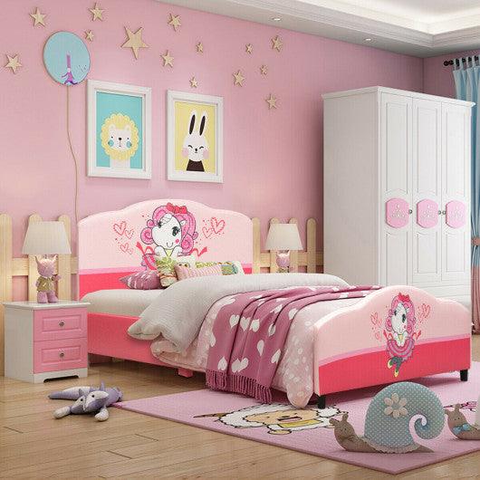 Kids Children Upholstered Platform Toddler Girl Pattern Bed at Set Shop and Smile