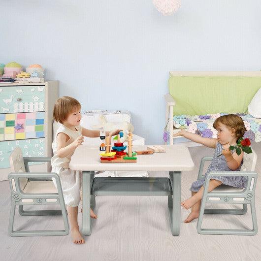 Kids Table and 2 Chairs Set with Storage Shelf-White at Set Shop and Smile