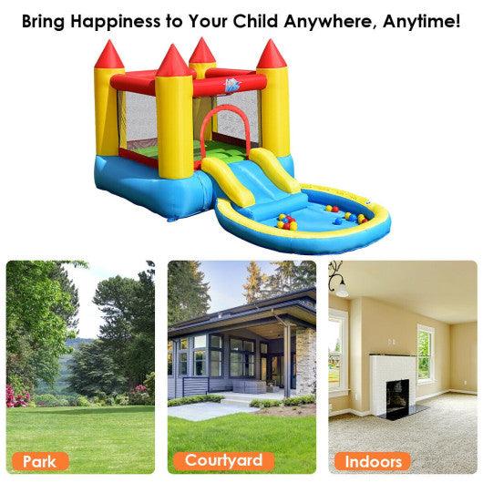 Inflatable Kids Slide Bounce House with 580w Blower at Set Shop and Smile