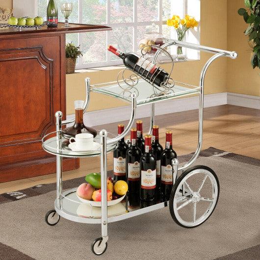 Kitchen Rolling Bar Cart with Tempered Glass Suitable for Restaurant and Hotel at Set Shop and Smile