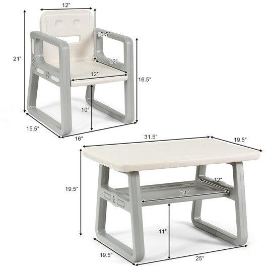 Kids Table and 2 Chairs Set with Storage Shelf-White at Set Shop and Smile