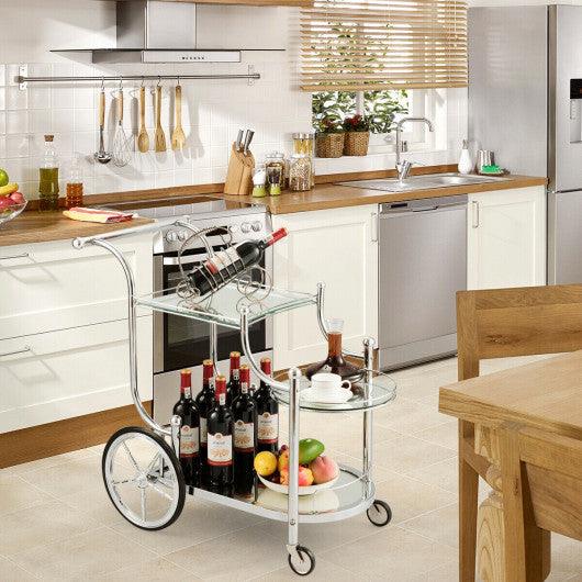 Kitchen Rolling Bar Cart with Tempered Glass Suitable for Restaurant and Hotel at Set Shop and Smile