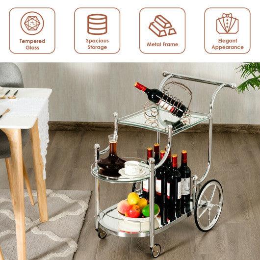 Kitchen Rolling Bar Cart with Tempered Glass Suitable for Restaurant and Hotel at Set Shop and Smile