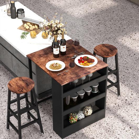 3 Pieces Bar Table Set with Storage at Set Shop and Smile