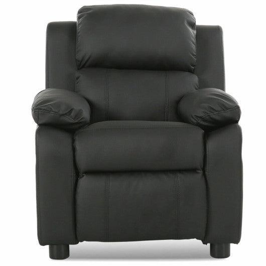 Kids Deluxe Headrest Recliner Sofa Chair with Storage Arms-Black at Set Shop and Smile