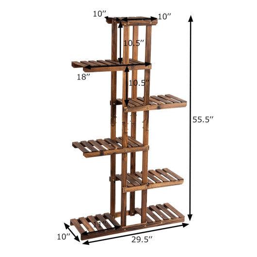 6 Tier Garden Wooden Shelf Storage Plant Rack Stand at Set Shop and Smile