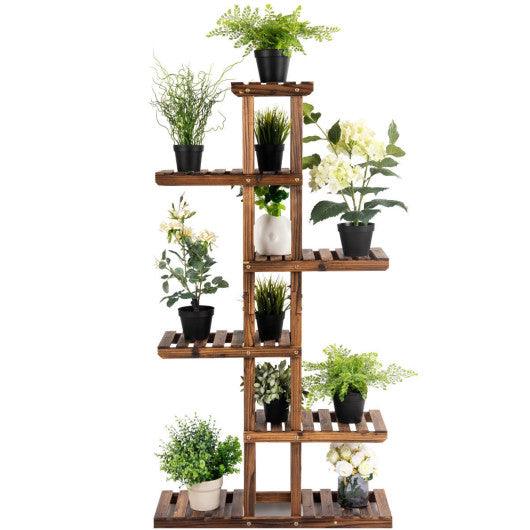 6 Tier Garden Wooden Shelf Storage Plant Rack Stand at Set Shop and Smile