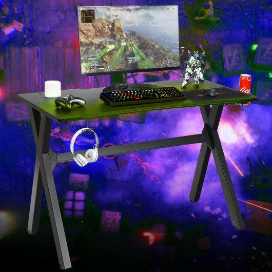 Ergonomic Gaming Desk with Mousepad and Cup Headphone Holder at Set Shop and Smile