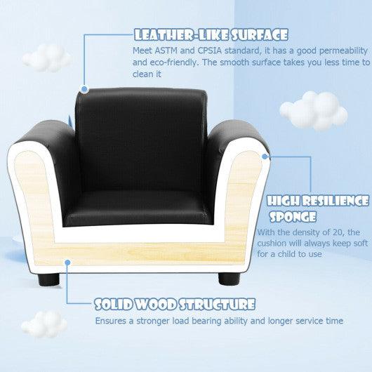 Black Kids Single Armrest Couch Sofa with Ottoman at Set Shop and Smile