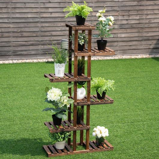 6 Tier Garden Wooden Shelf Storage Plant Rack Stand at Set Shop and Smile