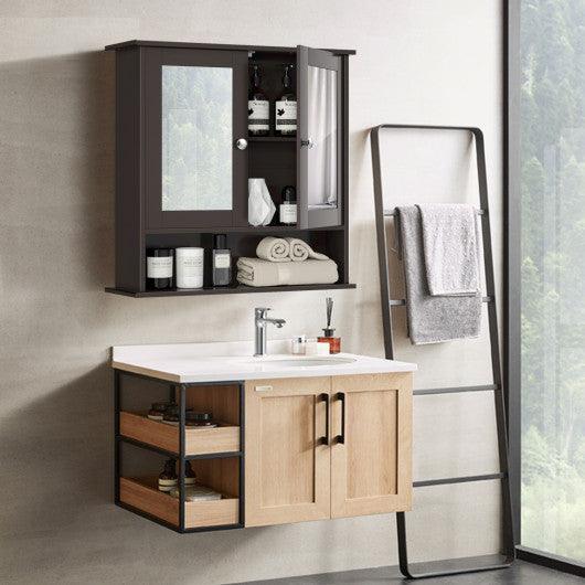 Bathroom Wall Mount Mirror Cabinet Organizer-Brown at Set Shop and Smile