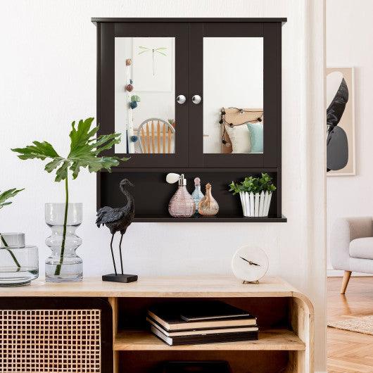 Bathroom Wall Mount Mirror Cabinet Organizer-Brown at Set Shop and Smile