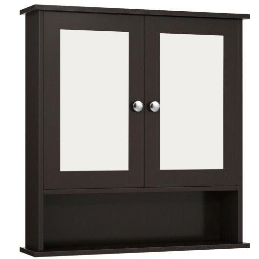 Bathroom Wall Mount Mirror Cabinet Organizer-Brown at Set Shop and Smile