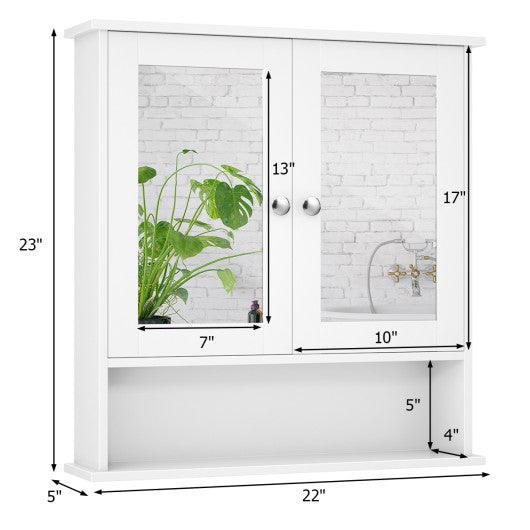 Bathroom Wall Mount Mirror Cabinet Organizer-White at Set Shop and Smile