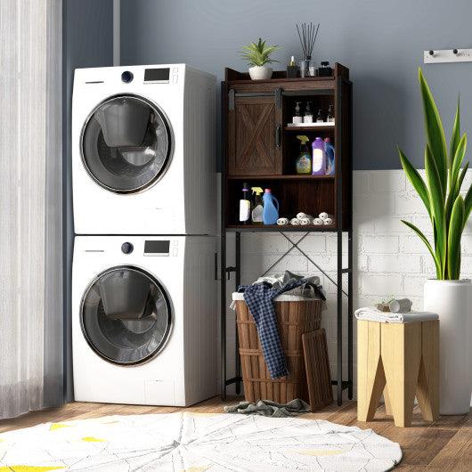 4-Tier Multifunctional Toilet Sorage Cabinet with Adjustable Shelf and Sliding Barn Door at Set Shop and Smile