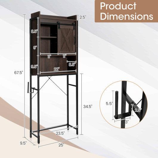 4-Tier Multifunctional Toilet Sorage Cabinet with Adjustable Shelf and Sliding Barn Door at Set Shop and Smile