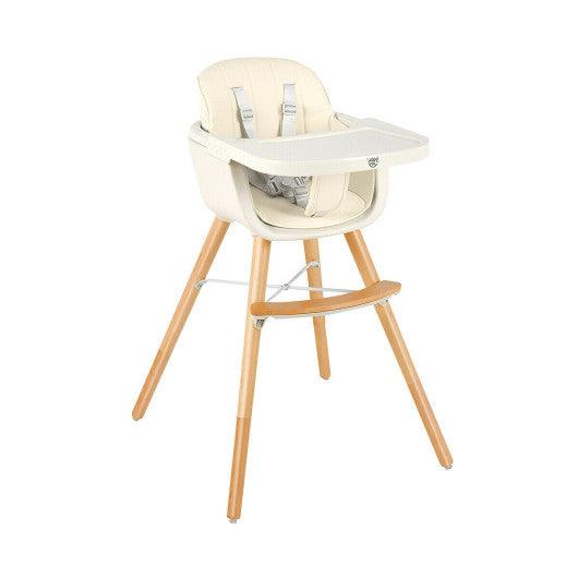 3-in-1 Convertible Wooden High Chair with Cushion-Beige at Set Shop and Smile