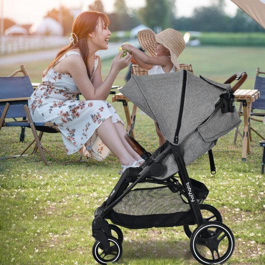 5-Point Harness Lightweight Infant Stroller with Foot Cover and Adjustable Backrest-Gray at Set Shop and Smile