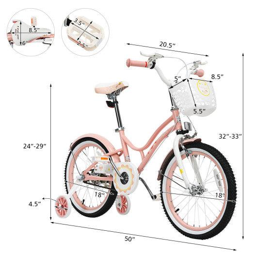 18 Inch Kids Adjustable Bike Toddlers with Training Wheels-Pink at Set Shop and Smile