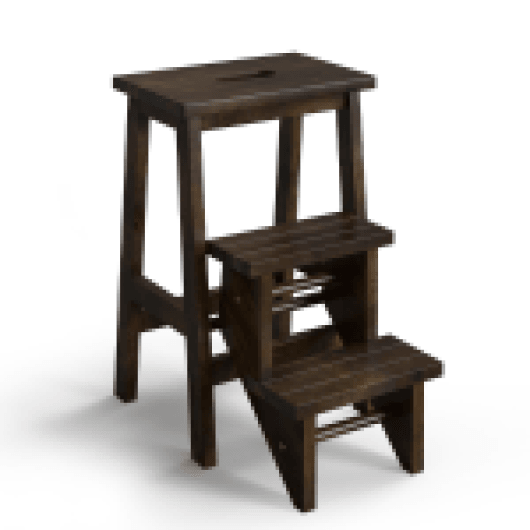 3-in-1 Rubber Wood Step Stool with Convenient Handle-Brown at Set Shop and Smile