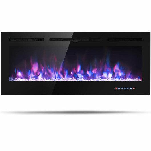 50 Inch Recessed Electric Insert Wall Mounted Fireplace with Adjustable Brightness at Set Shop and Smile
