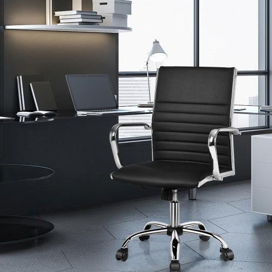 High Back Ribbed Office Chair with Armrests-Black at Set Shop and Smile