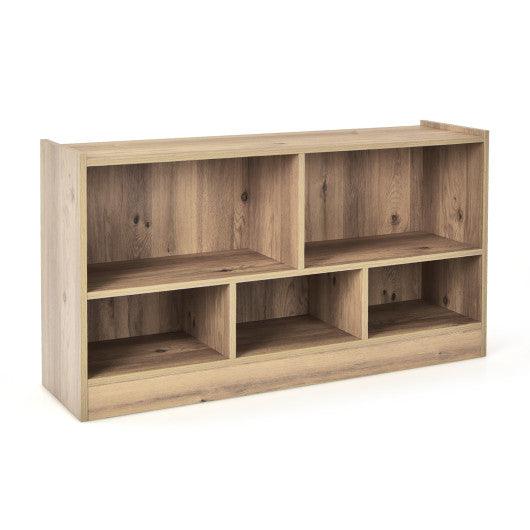 Kids 2-Shelf Bookcase 5-Cube Wood Toy Storage Cabinet Organizer-Natural at Set Shop and Smile