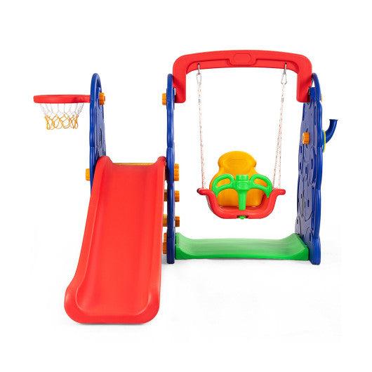 3-in-1 Junior Children Freestanding Design Climber Slide Swing Seat Basketball Hoop at Set Shop and Smile
