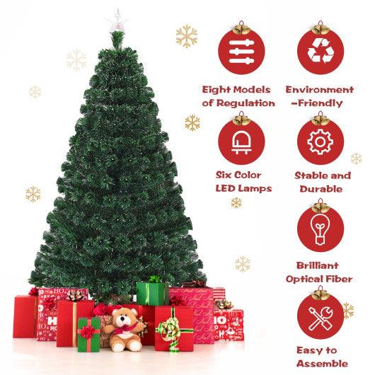 5/6/7 Feet Multicolor Artificial Christmas Tree with LED Light and Metal Stand-6' at Set Shop and Smile