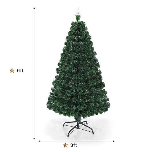 5/6/7 Feet Multicolor Artificial Christmas Tree with LED Light and Metal Stand-6' at Set Shop and Smile
