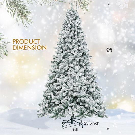9 Feet Artificial Christmas Tree with Premium Snow Flocked Hinged at Set Shop and Smile