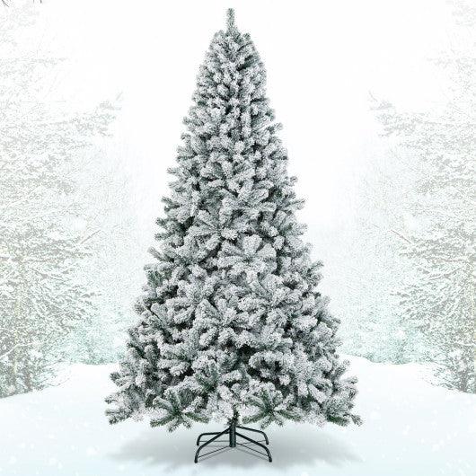 9 Feet Artificial Christmas Tree with Premium Snow Flocked Hinged at Set Shop and Smile
