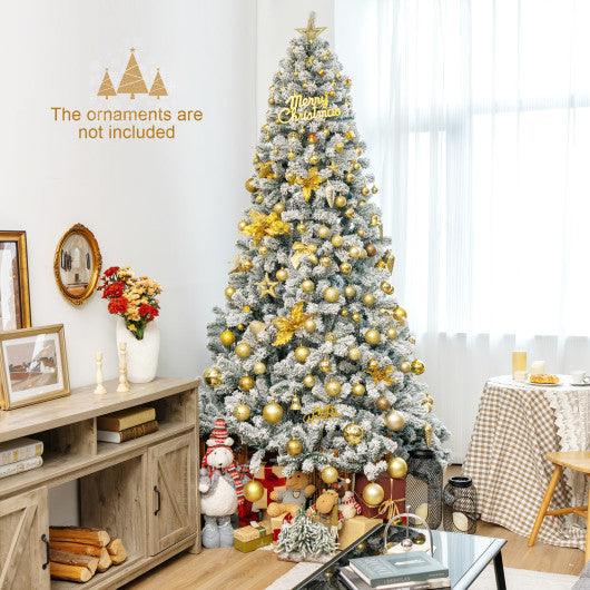 9 Feet Artificial Christmas Tree with Premium Snow Flocked Hinged at Set Shop and Smile