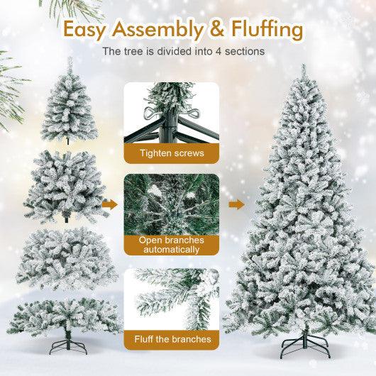9 Feet Artificial Christmas Tree with Premium Snow Flocked Hinged at Set Shop and Smile