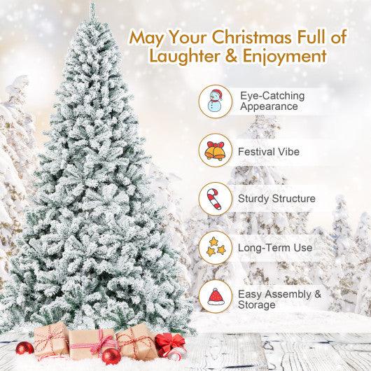 9 Feet Artificial Christmas Tree with Premium Snow Flocked Hinged at Set Shop and Smile