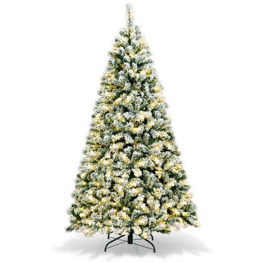 6 Feet Pre-Lit Premium Snow Flocked Hinged Artificial Christmas Tree at Set Shop and Smile