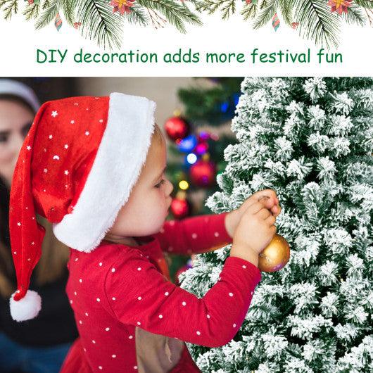 6 Feet Pre-Lit Premium Snow Flocked Hinged Artificial Christmas Tree at Set Shop and Smile