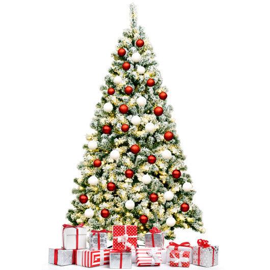 6 Feet Pre-Lit Premium Snow Flocked Hinged Artificial Christmas Tree at Set Shop and Smile