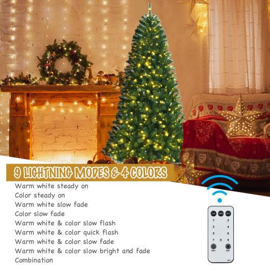 Artificial Hinged Christmas Tree with Remote-controlled Color-changing LED Lights-7' at Set Shop and Smile