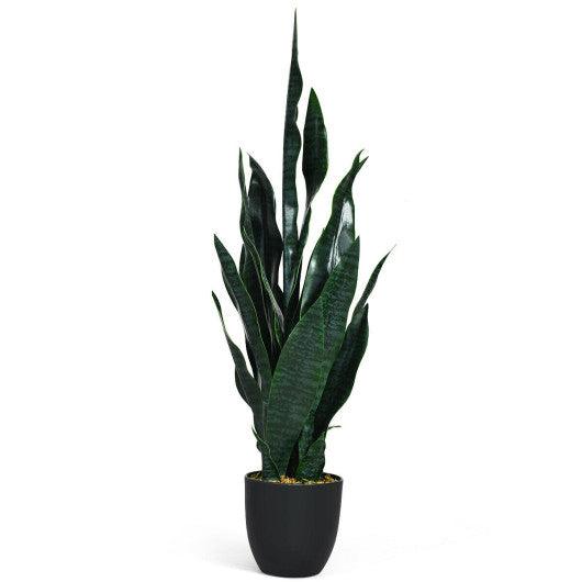 35.5 Inch Indoor-Outdoor Artificial Fake Snake Plant at Set Shop and Smile